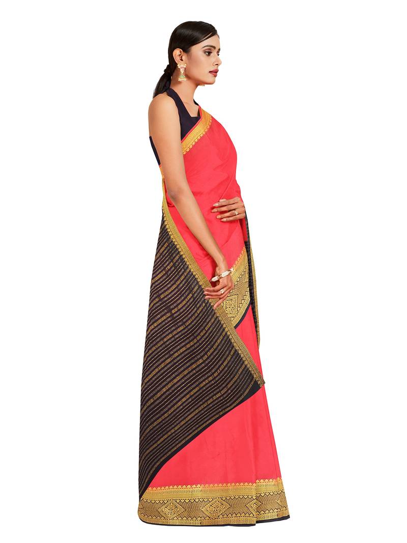 Mimosa Mysore Silk Style Crepe Saree Color :  Pink