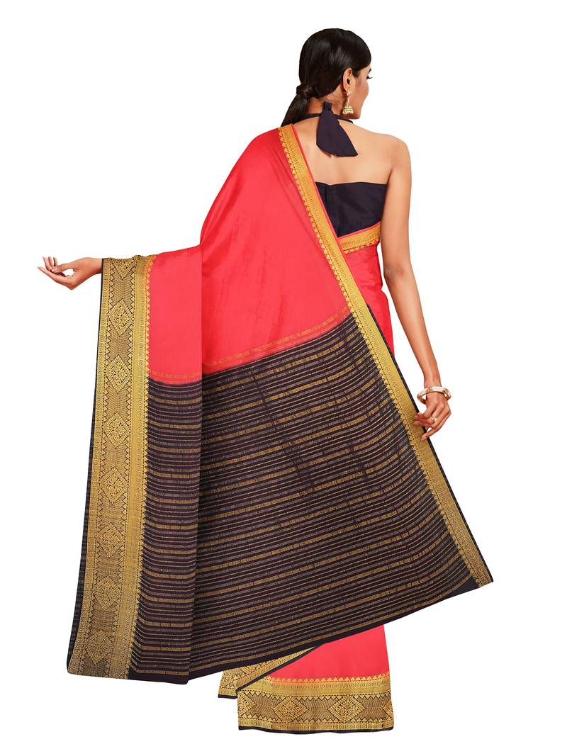 Mimosa Mysore Silk Style Crepe Saree Color :  Pink