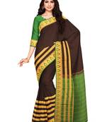 Mimosa Mysore Silk Style Crepe Saree Color :  Brown