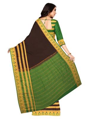 Mimosa Mysore Silk Style Crepe Saree Color :  Brown 3