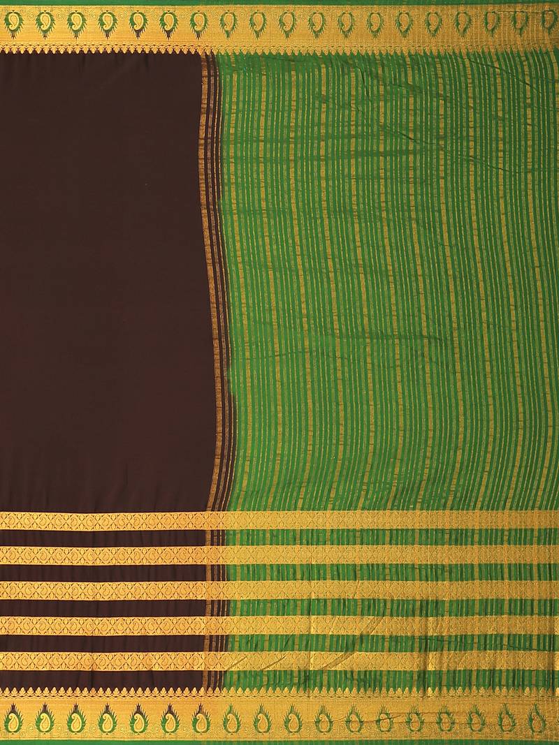 Mimosa Mysore Silk Style Crepe Saree Color :  Brown