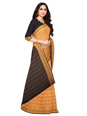 Mimosa Mysore Silk Style Crepe Saree Color :  Brown 2