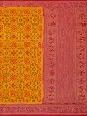 Mimosa Ikat Style Art Silk Saree Color :  Mustard Yellow 5