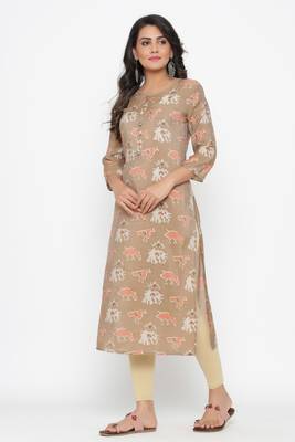 Ardozaa Women's Muslin Printed Straight Kurta (Grey) 2
