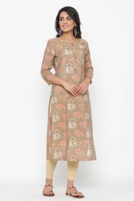 Ardozaa Women's Muslin Printed Straight Kurta (Grey) 3