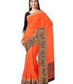 Mimosa Faux Kanjivaram Style Linen Saree Color :  Orange