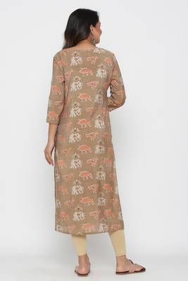 Ardozaa Women's Muslin Printed Straight Kurta (Grey) 5