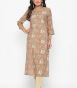 Ardozaa Women's Muslin Printed Straight Kurta (Grey)