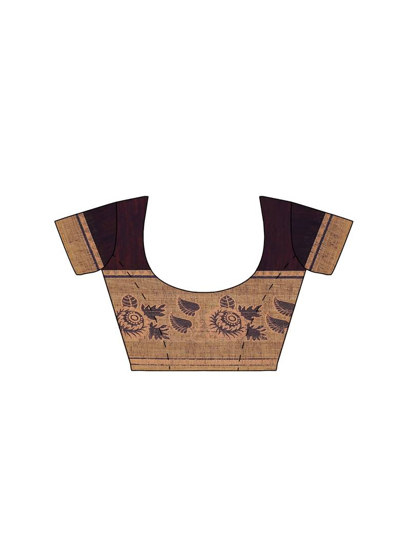 Mimosa Faux Kanjivaram Style Linen Saree Color :  Orange