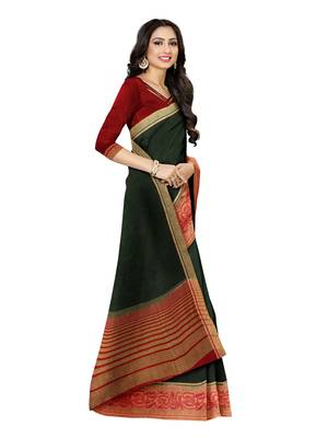 Mimosa Kanjivaram Style Linen Saree Color :  Green 2