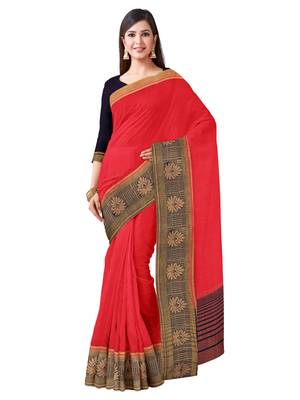 Mimosa Kanjivaram Style Linen Saree Color :  Red 1
