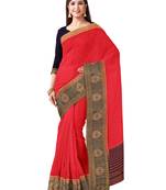 Mimosa Kanjivaram Style Linen Saree Color :  Red