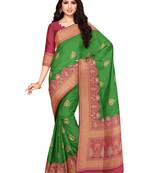 Mimosa Faux Kanjivaram Style Art Silk Saree Color :  Green