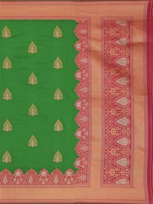 Mimosa Faux Kanjivaram Style Art Silk Saree Color :  Green 5