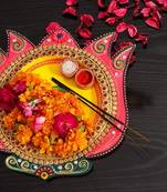 Papier-Mache Lotus Design Multiutility Pooja Thali