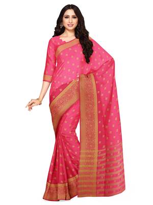 Mimosa Kanjivaram Style Art Silk Saree Color :  Pink 1