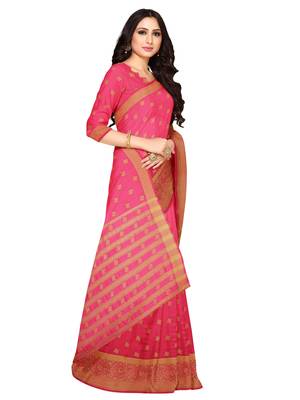 Mimosa Kanjivaram Style Art Silk Saree Color :  Pink 2