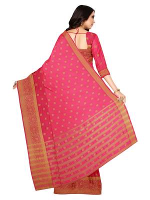 Mimosa Kanjivaram Style Art Silk Saree Color :  Pink 3