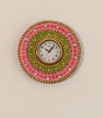 Crystal Studded Colorful Papier-Mache Wooden Wall Clock