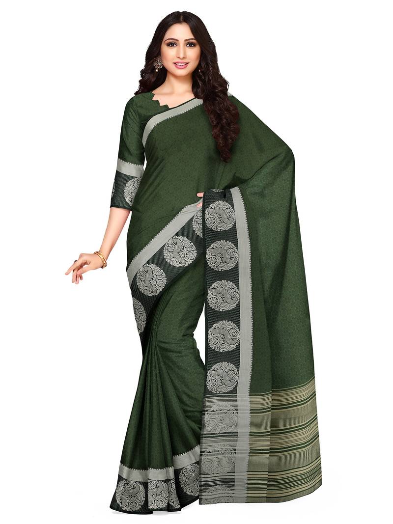 Mimosa Kanjivaram Style Art Silk Saree Color :  Green