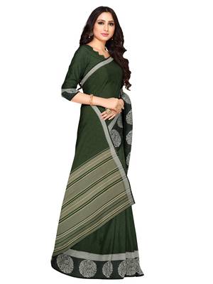 Mimosa Kanjivaram Style Art Silk Saree Color :  Green 2