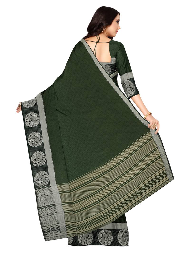 Mimosa Kanjivaram Style Art Silk Saree Color :  Green