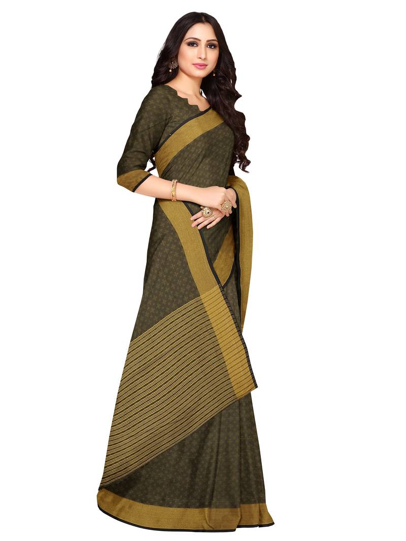 Mimosa Kanjivaram Style Art Silk Saree Color :  Black