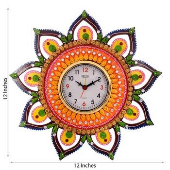 Decorative and Glossy Papier-Mache Wooden Wall Clock 1