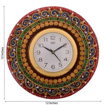 Artistic Handwork Papier-Mache Wooden Wall Clock 1