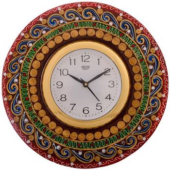 Artistic Handwork Papier-Mache Wooden Wall Clock 2