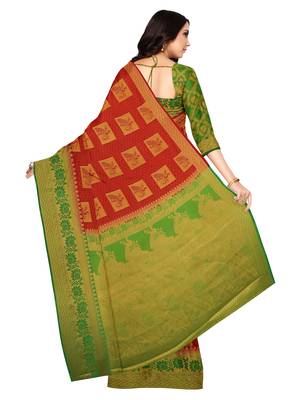 Mimosa Faux Kanjivaram Style Art Silk Saree Color :  Red 3