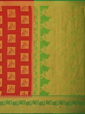 Mimosa Faux Kanjivaram Style Art Silk Saree Color :  Red 5