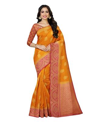 Mimosa Kanjivaram Style Art Silk Saree Color :  Mustard Yellow 1