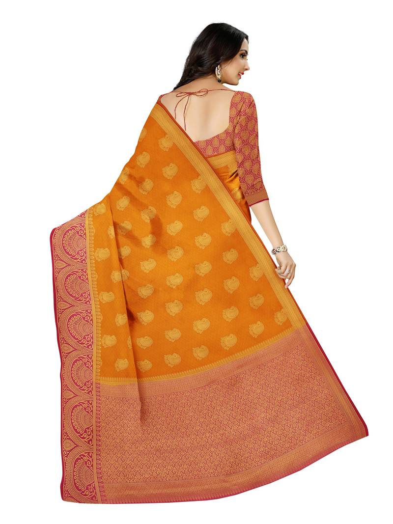 Mimosa Kanjivaram Style Art Silk Saree Color :  Mustard Yellow