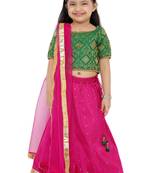 Pink embroidered art silk stitched lehenga