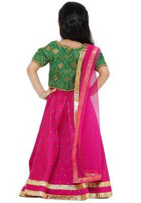Pink embroidered art silk stitched lehenga 2