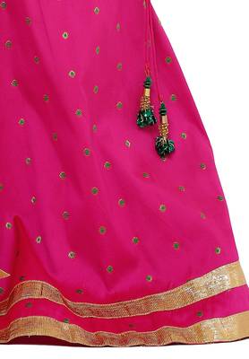 Pink embroidered art silk stitched lehenga 4
