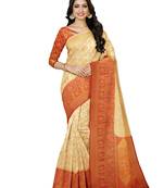 Mimosa Faux Kanjivaram Style Art Silk Saree Color :  Off-white