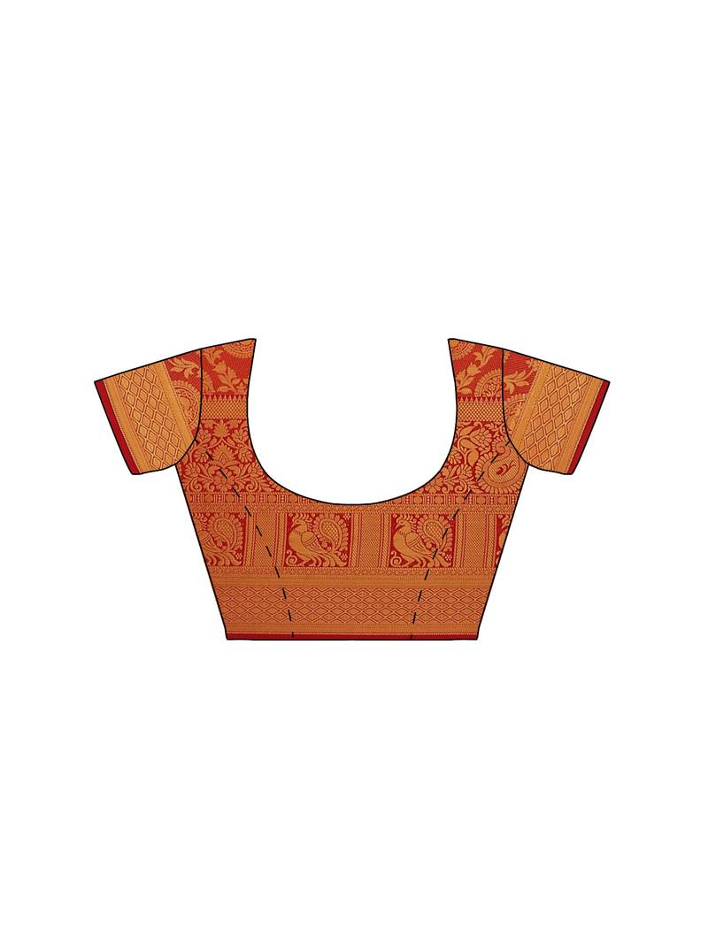 Mimosa Faux Kanjivaram Style Art Silk Saree Color :  Off-white