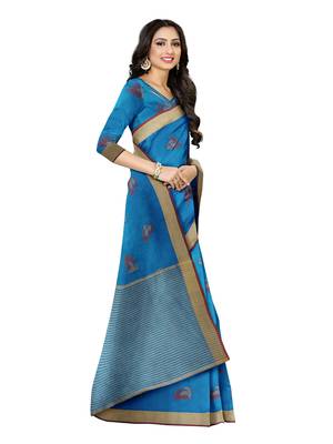 Mimosa Ikat Style Art Silk Saree Color :  Blue 2