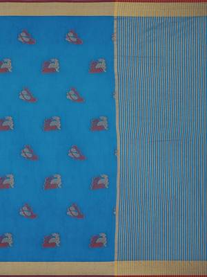 Mimosa Ikat Style Art Silk Saree Color :  Blue 5