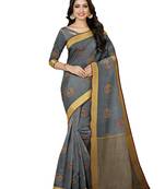 Mimosa Ikat Style Art Silk Saree Color :  Charcoal Grey
