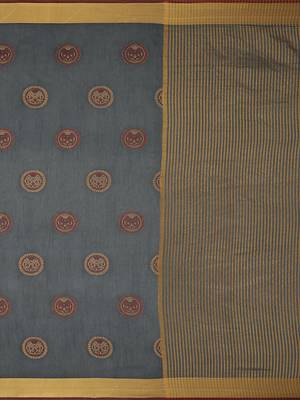 Mimosa Ikat Style Art Silk Saree Color :  Charcoal Grey 5