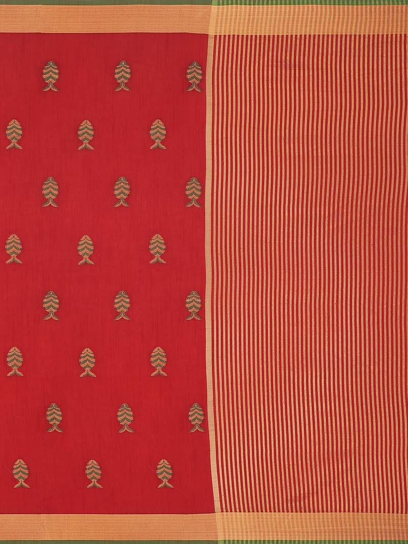 Mimosa Ikat Style Art Silk Saree Color :  Red