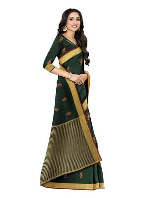 Mimosa Ikat Style Art Silk Saree Color :  Green 2