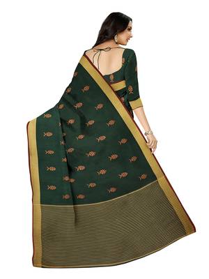 Mimosa Ikat Style Art Silk Saree Color :  Green 3