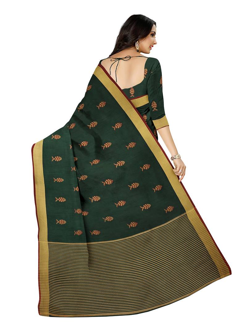Mimosa Ikat Style Art Silk Saree Color :  Green