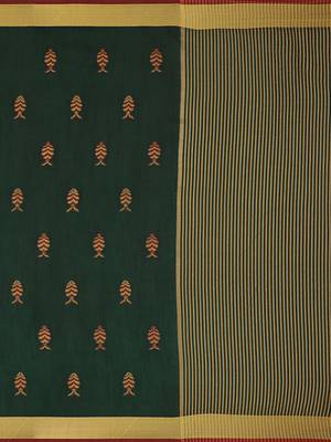 Mimosa Ikat Style Art Silk Saree Color :  Green 5