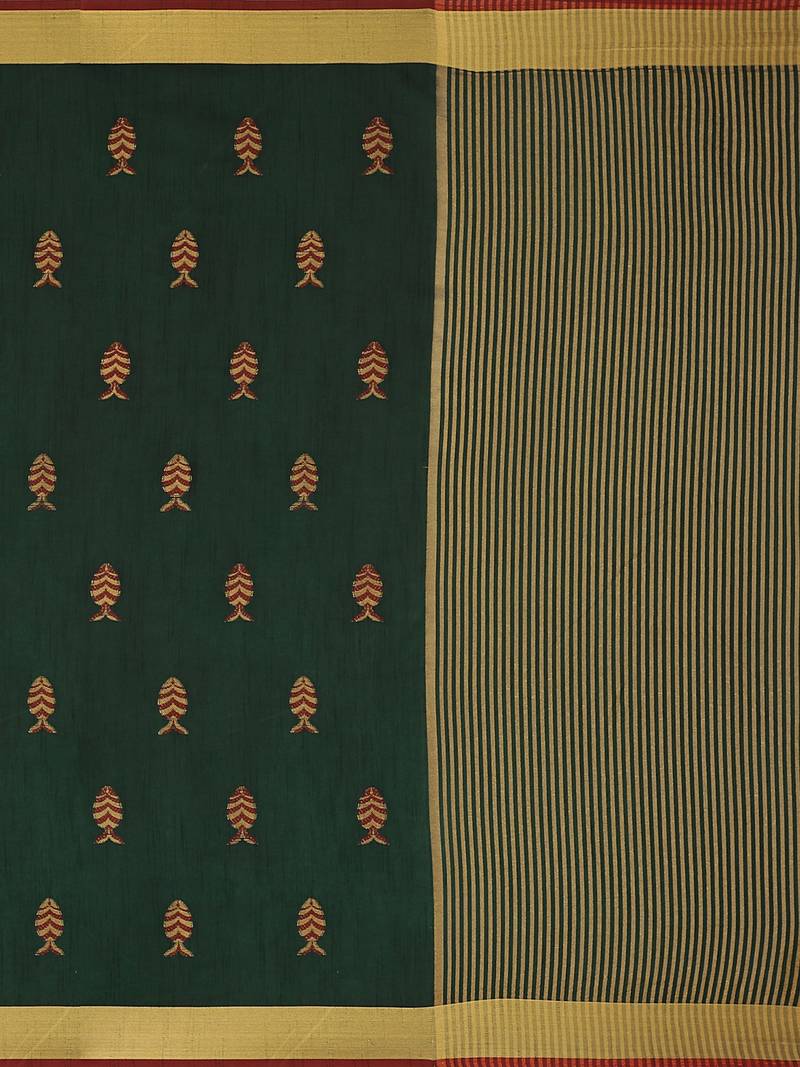 Mimosa Ikat Style Art Silk Saree Color :  Green