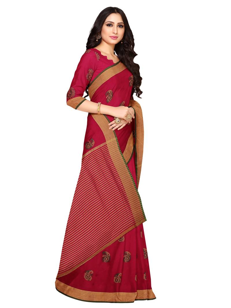 Mimosa Ikat Style Art Silk Saree Color :  Pink